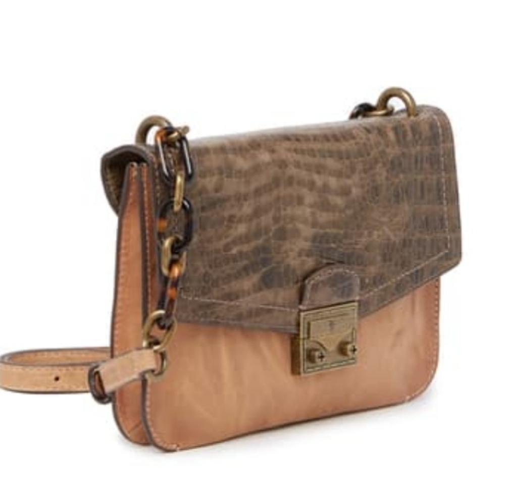 NWT Frye Leather Crossbody w/Crocodile Embossing